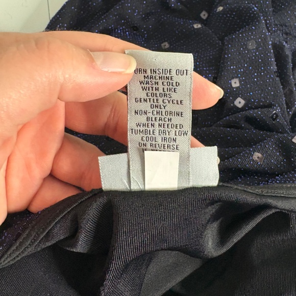 Catherine's Plus Size Black Blue Sequin Tunic Blouse - Picture 10 of 12